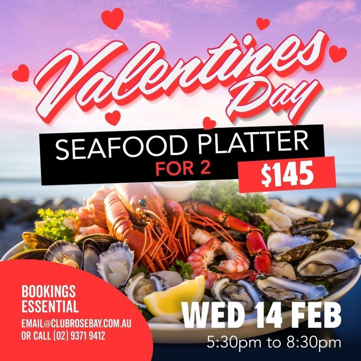 Featured image for “Make this Valentine’s Day truly special – treat your partner to an extravagant Seafood Platter for 2 at Club Rose Bay!”